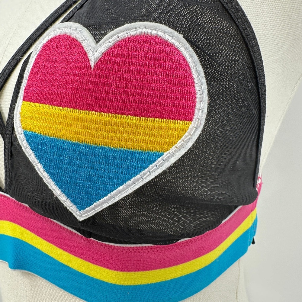 BodyRage Spencers Rainbow Striped Bralette S/M Y2K Festival Rainbow Whimsy - Picture 5 of 9